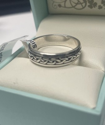 Solvar Ladies Irish Celtic Knotwork Weave Narrow Band Style Silver .925  Size 9