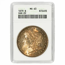 1879 VAM 20 Doubled Date Morgan Dollar $1 ANACS MS 63