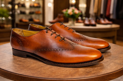 Antonio Maurizi Derby Shoe Size 12 USA EURO 45 LEATHER/BROWN Made In Italy ANTONIO MAURIZI Italy Mens Brown Cap Toe Derby Dress Shoes  main image 3