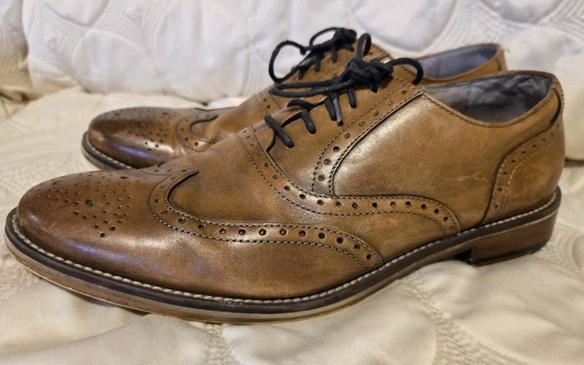 Johnston Murphy Tyndall Flex System Wing Tip Oxford Brown Mens 9M Shoe  20-3152