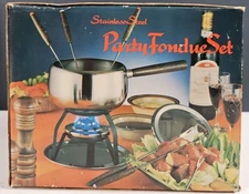 Stainless Steel Party Fondue Set with Rosewood Handle Entertaining Party