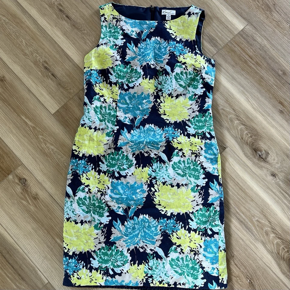 Kim Rogers LINO Vestido Conjunto Chaqueta Blazer Floral Azul Marino Clásico Carrera Iglesia M 10 Foto 4 de 4