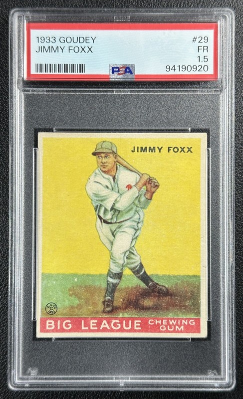 JIMMIE JIMMY FOXX PSA 1.5 1933 GOUDEY BASEBALL #29 ROOKIE RC 0920
