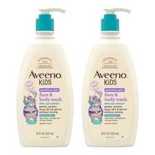 Aveeno Kids Sensitive Skin Face and Body Wash 18 Fl Oz Pack of 2 , Off White