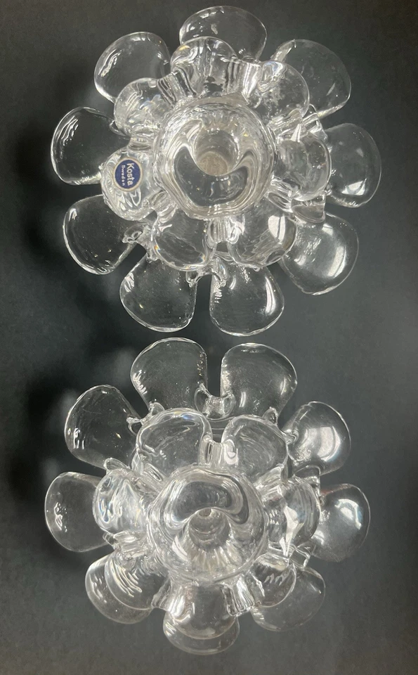 Rare Fabulous Vintage Retro 70s KOSTA ‘Krinolin’ Two Pairs Candle Holders Sweden - image 3 of 4