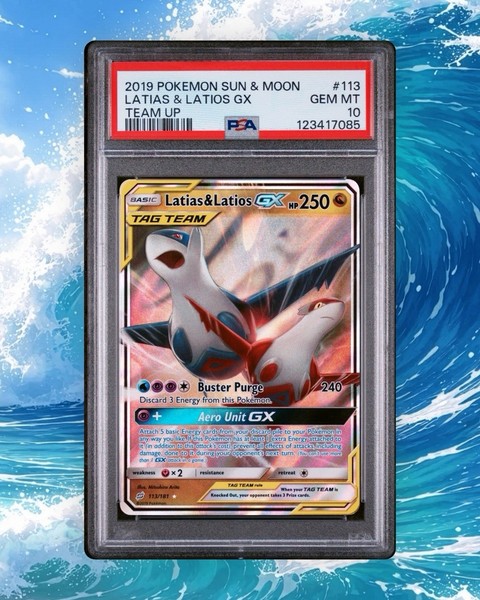 2019 Pokemon Sun & Moon Team Up LATIAS LATIOS HOLO ENG #113/181 -PSA GEM MINT 10
