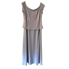 David's Bridal Purple Short Sleeve Shiny Mother of the Bride Maxi Dress Size 16