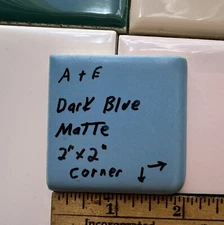 Dark Blue:  2" X 2" X 5/16" Ceramic Surface Bullnose Corner Tile, made 1950's