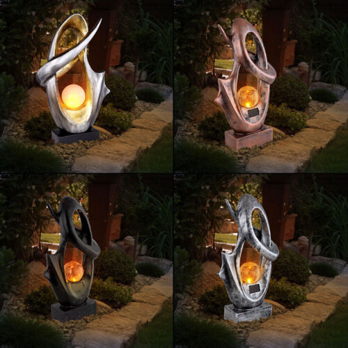 LED Außen Steh Lampe SOLAR Skulptur Crackle Feuereffekt Kugel Garten Leuchte - Bild 1 von 27