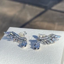 Brand New Genuine Pandora Dangling Angel Wing Stud CZ Earrings 298493C01
