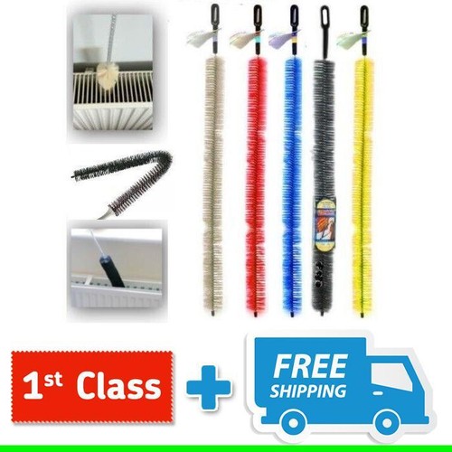 RADIATOR CLEANING BRUSH FLEXIBLE BRISTLE DUSTER LONG REACH COBWEB COVER CLEANER - Foto 4 di 7