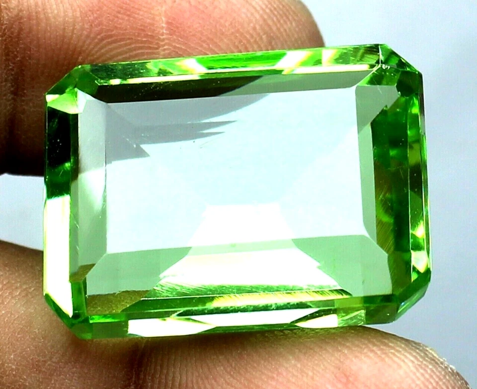 AAA+ 17.85 Ct. Large Green Peridot VVS1 Emerald Cut Loose Gemstone @Women Gifts - Image 2 of 4