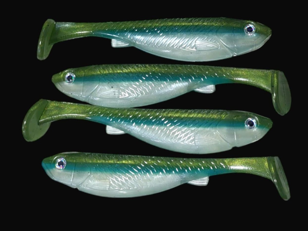 Happy Baits Paddletails 5" Bianco - Confezione Da 8 Esche Morbide Per Pesca In Acqua Salata