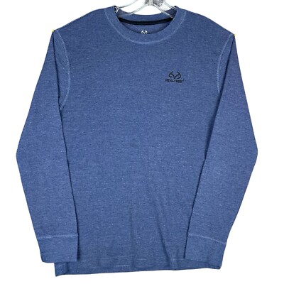 Realtree Thermal Shirt Mens L Blue Long Sleeve Crew Neck