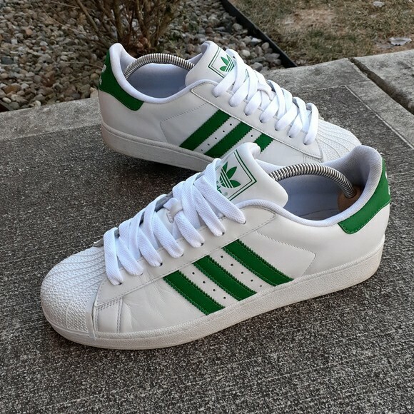 green and white shell toe adidas