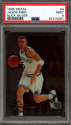 JASON KIDD ~ 1995 Metal Slick Silver Basketball Card #4 ~ Graded