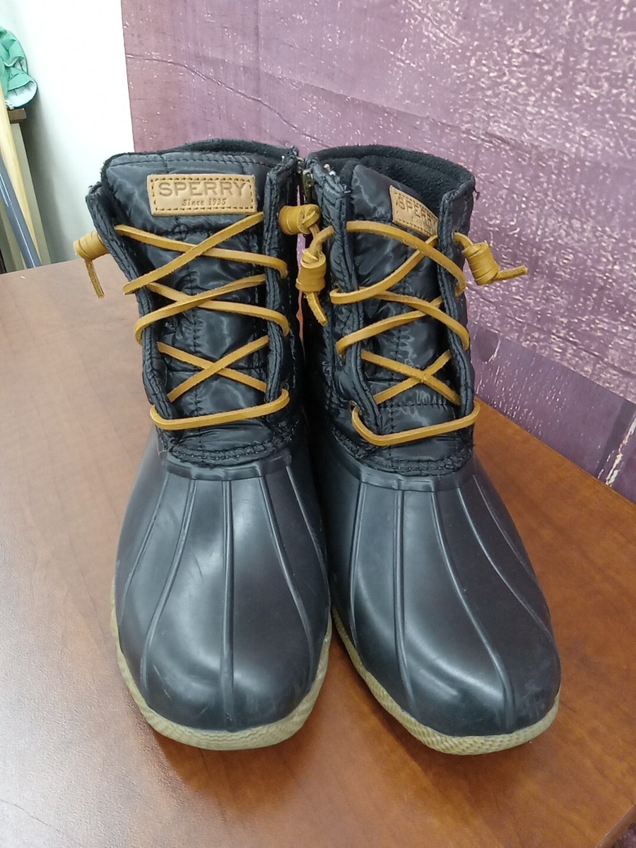 Sperry Women Black Fleece Lined Duck Boots Size 8.5 | eBay display picture 1