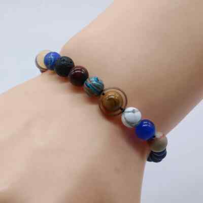 Men's Eight Planets Natural Stone Chakra Bracelet Cosmic Healing Energy Beads