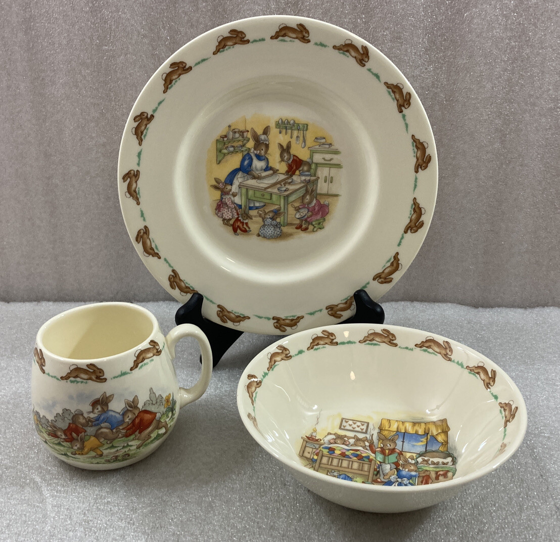 Vintage Royal Doulton BUNNYKINS Stoke on Trent 3 piece Set w/Box