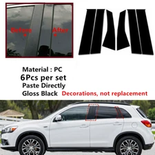 Decal Covers 6PCS Set Black Pillar Posts Trim Fit For Mitsubishi Outlander Sport