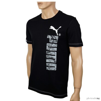 Puma Herren T-Shirt schwarz kurzarm Logo Graphic Tee Cat Sport Lifestyle