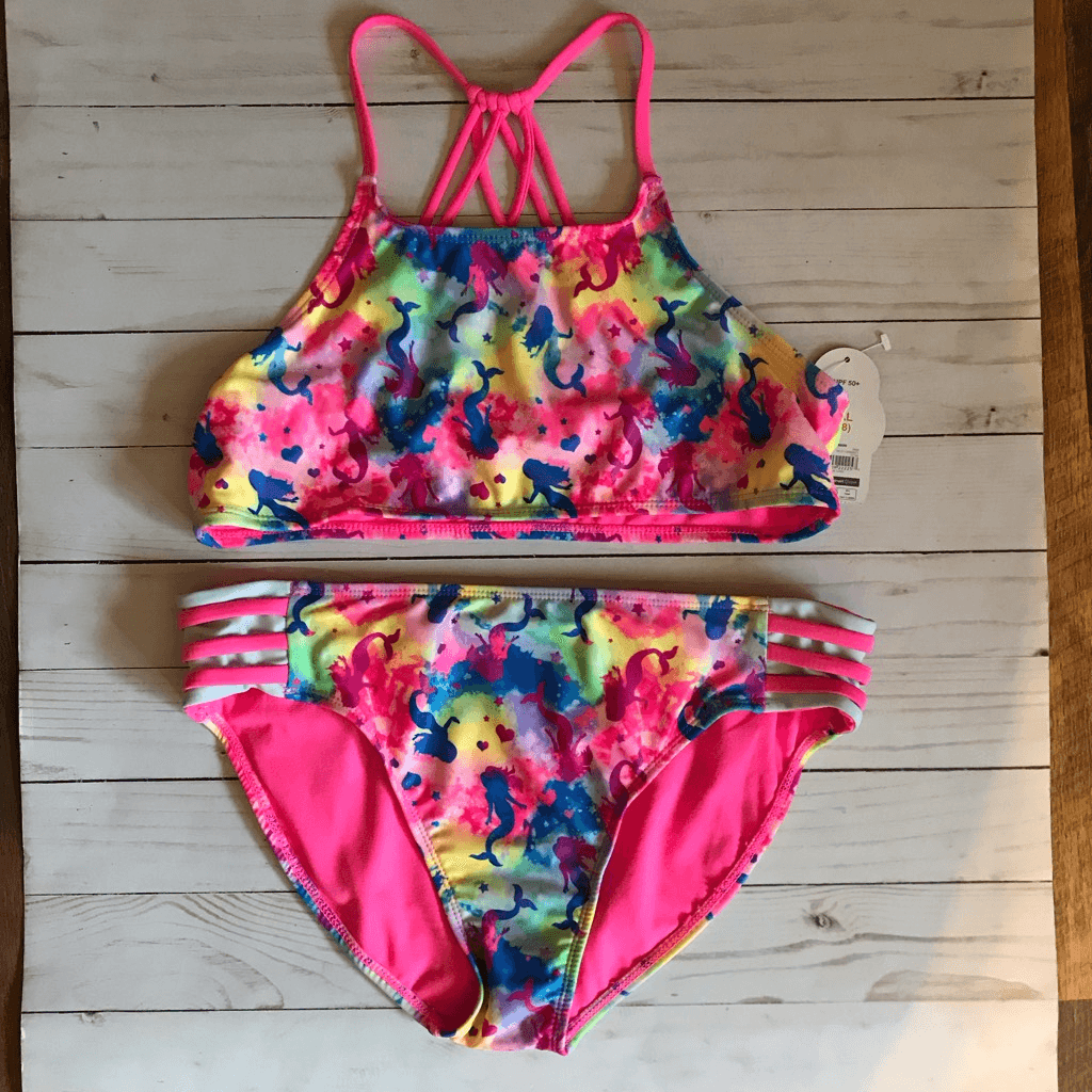 Wonder Nation girls Size XXL 18 bikini pink blue mermaid swimsuit New  w/tags (Hx