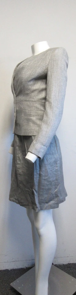 RENE LEZARD Vestido Lino Gris con Conjunto Blazer Tweed Gris TALLA 34/xs Foto 3 de 4