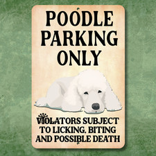 Poodle Parking Sign Funny Handmade metal tin yard wall art outdoor decor gift