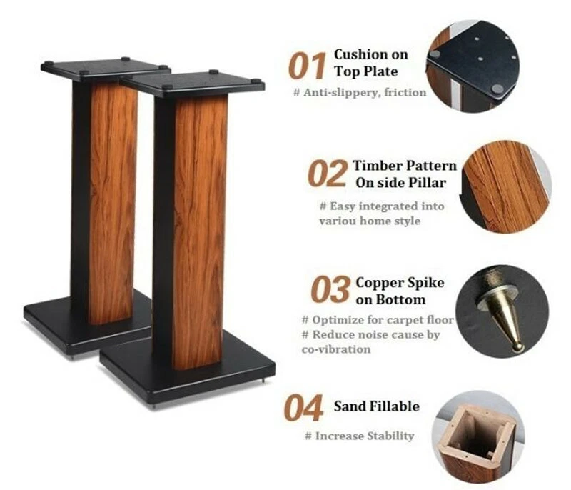 2 pezzi Supporti Altoparlanti Diffusori Audio in legno 60/90 cm - Immagine 3 di 4