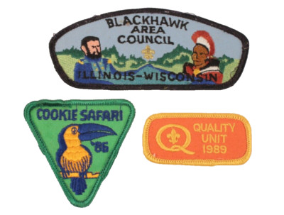 3 Scout Patches Blackhawk Council Plus 2 More 1980s Great Condition