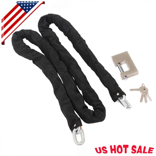 6 Ft 3/8" Chain And Lock Kit Heavy Duty Chain Lock Security Long Chain Bike
