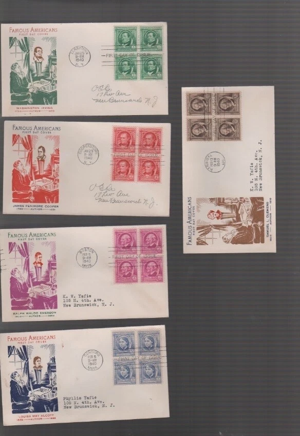 US stamps Famous Americans Fidelity FDC 859-893  1940  35 all blocks of 4 (j3 - Image 2 of 4