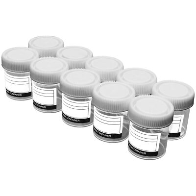 10er Pack - RE-GEN Klar Schraubverschluss Beschriftet Probe Proben Behälter Töpfe 60ml