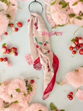 Juicy Couture Scarf Polyester Red Cherry Print Logo Pink Red NWT Cute NEW 36