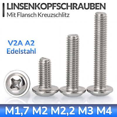Linsenkopfschrauben Mit Flansch Kreuzschlitz M1.7 M2 M2.2 M3 M4 Edelstahl V2A