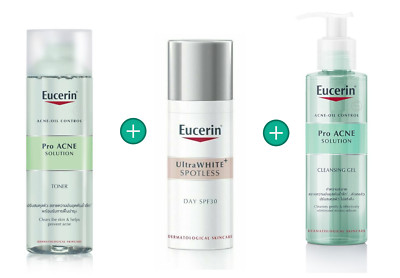 Eucerin ProAcne Regimen Set  Cleansing Gel Toner Day Matt Acne Oil Control