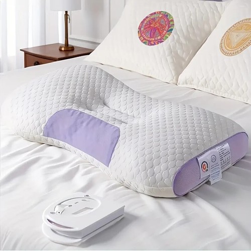 2PK Ergonomic Orthopedic Contour Knit Massage Pillow Sleep Neck Lavender Purple - Picture 2 of 7