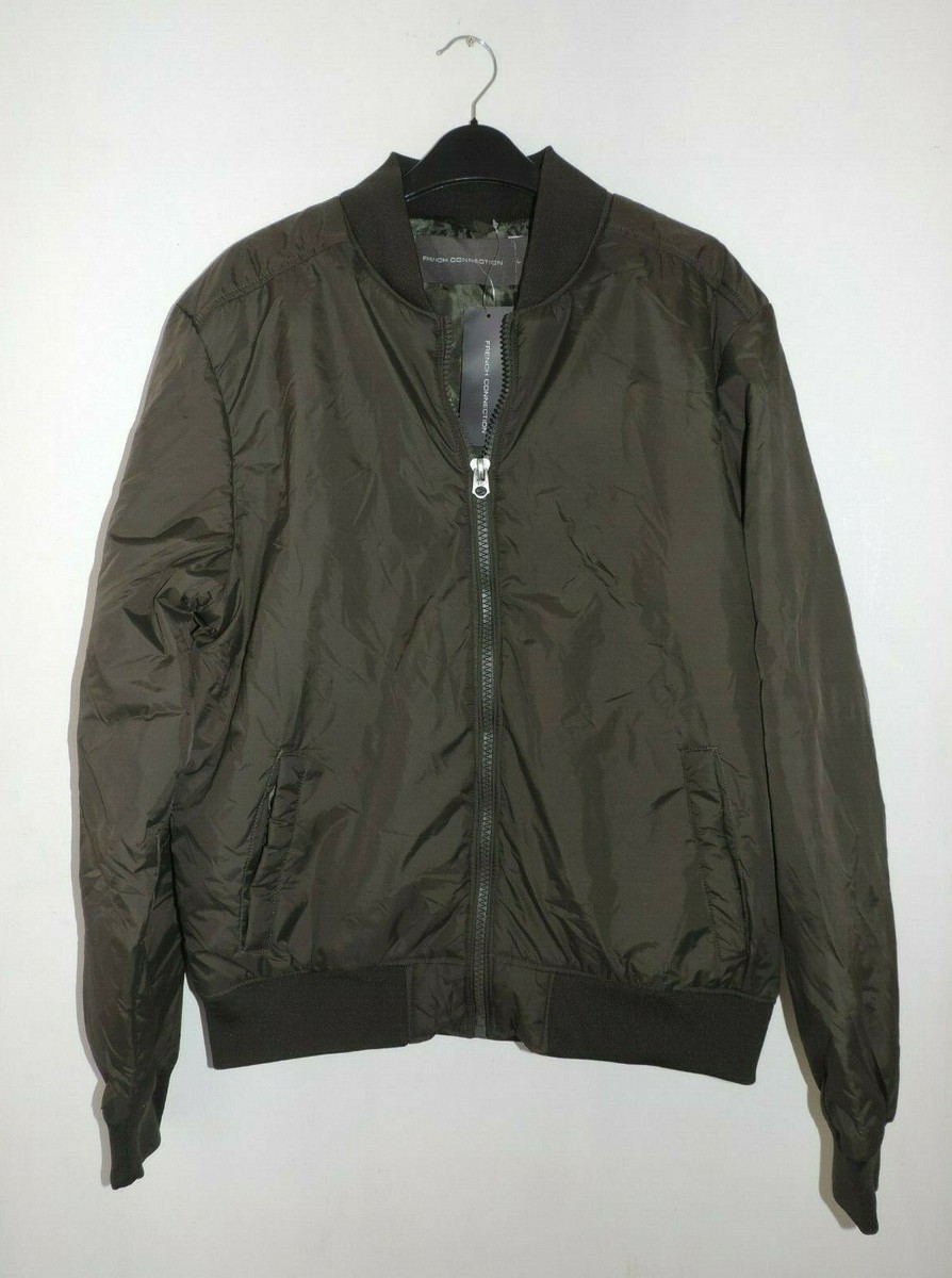 French Connection Bomber Jacket Dark Green Size Large DH007 FF 15