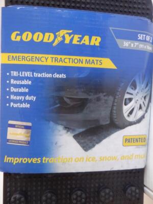 Goodyear Emergency Traction Tire Mats for Ice Snow and Mud 36'' X 7'' Heavy Duty