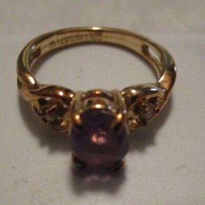 JC Penney 14K RPP Rose Gold Ring Purple Stone Rhinestone