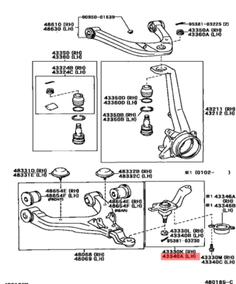 TOYOTA TACOMA Front Upper Left Suspension Ball Joint Genuine JDM