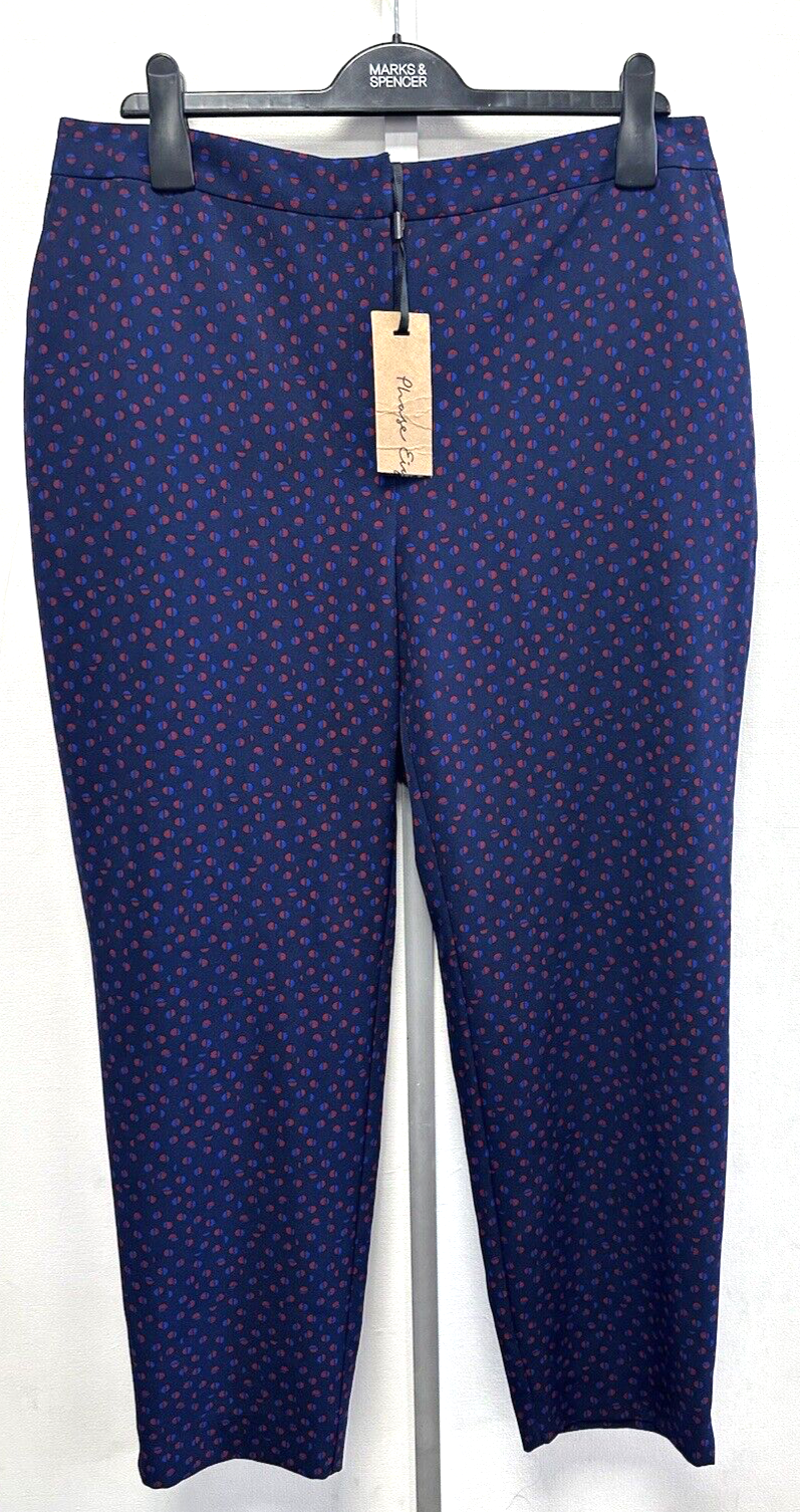 NEW! Phase Eight UK18 Eu46 US14 navy blue/multi patterned Orly straight trousers