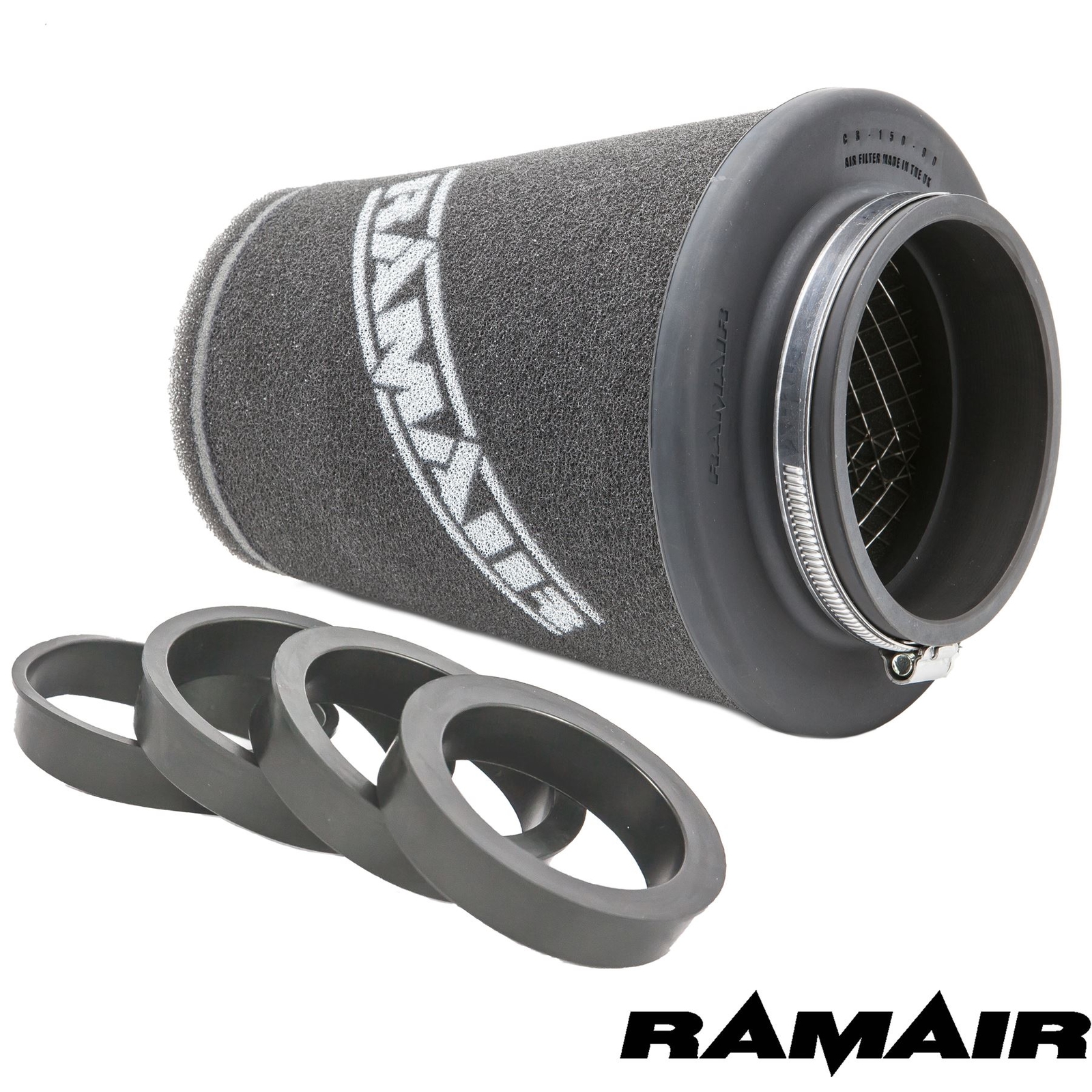 Ramair 90mm UNIVERSALE INDUZIONE Spugna cono aria Filtro CON RIDUZIONE ANELLI