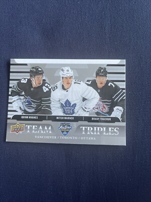 2020-21 Upper Deck Team Triples Quinn Hughes Mitch Marner Brady Tkachuk #TT-R1