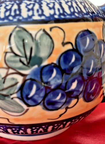 TETERA VINTAGE POLESLAWIEC hecha a mano con uvas de POLONIA - Imagen 2 de 7