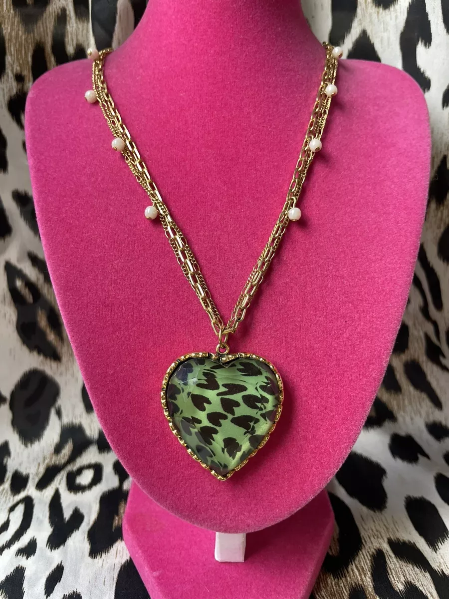Betsey johnson leopard heart best sale necklace