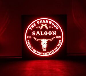 LED LIGHTED WESTERN SALOON SIGN CUSTOM BAR SIGN PUB SIGN PERSONALIZED