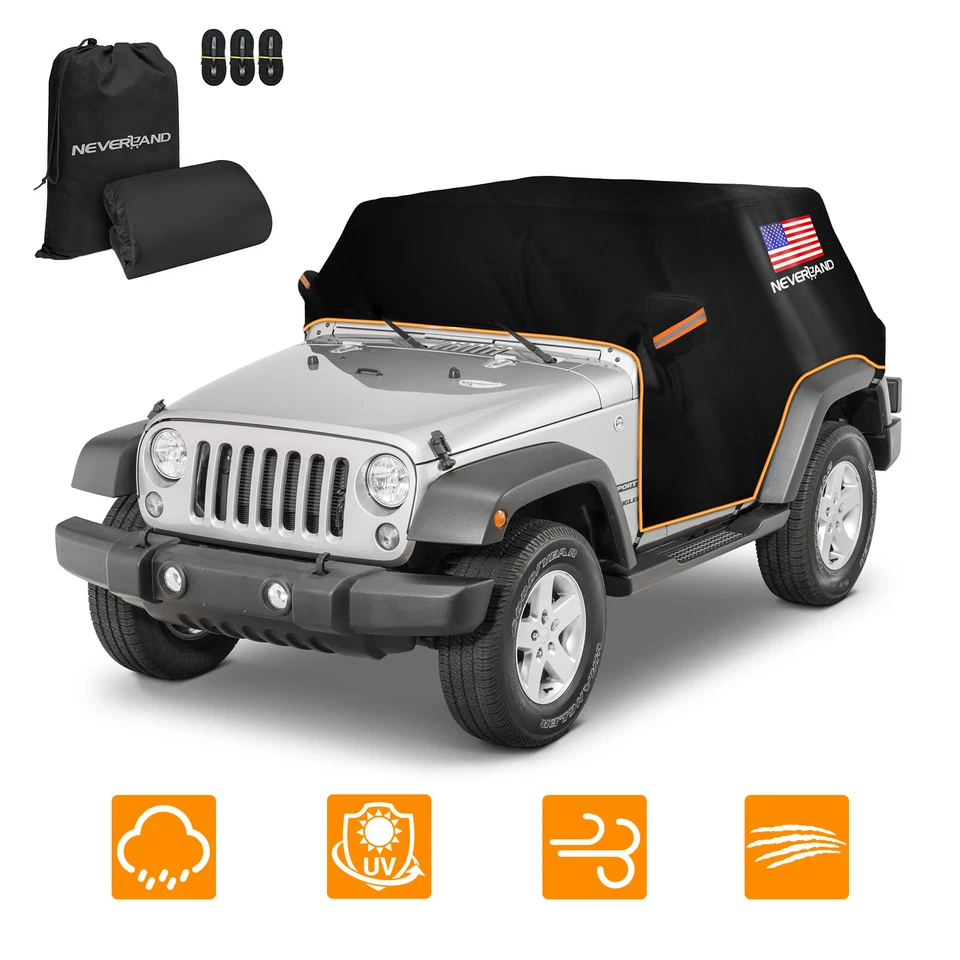 Half Car Cover for Jeep Wrangler 4 Door JKU JLU 2007 2018 2019 2010 2011-2024 - Image 2 of 4