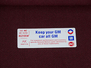 72 BUICK 455-4V EARLY KEEP YOUR GM CAR ALL GM AIR CLEANER DECAL 1972 STICKER