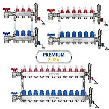 Heizkreisverteiler Edelstahl mit 90° Eckventilen Fußbodenheizung FBH Verteiler